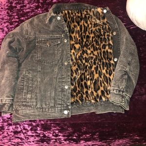 Black denim/cheetah print